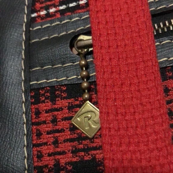 Vintage Tote-Red & Black Plaid-Fabric/PVC-Open Top-Large size - Picture 5 of 17